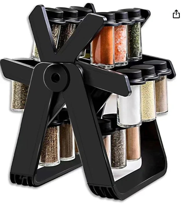 ꜱᴏᴜQ ᴀʟ ʀɪʏᴀᴅʜ™ 18 Jar Rotating Spice Jar – طقم بهارات دوار 18 برطمان