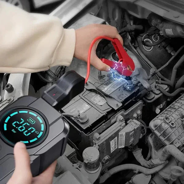 ꜱᴏᴜQ ᴀʟ ʀɪʏᴀᴅʜ™Jump Starter With Air Pump هيكساليفينغ™ جهاز تشغيل البطارية مع منفاخ هواء